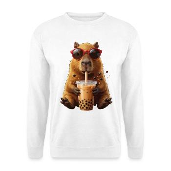 Hamster du soleil avec bubble tea - Sweat-shirt Unisexe - blanc - Devant