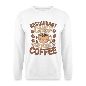 Chef de restaurant avant le personnel de cuisine Amateur de café - Sweat-shirt Unisexe - blanc - Devant