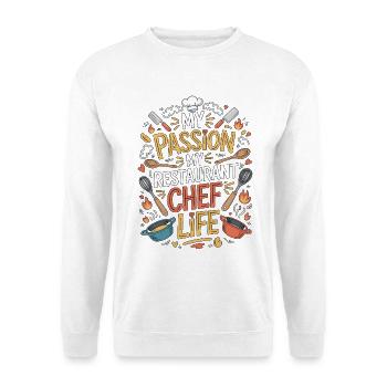 Chef de restaurant Ma passion Ma cuisine de restaurant - Sweat-shirt Unisexe - blanc - Devant