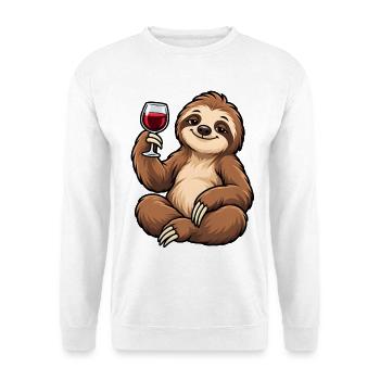Paresseux détendu avec vin rouge - Sweat-shirt Unisexe - blanc - Devant