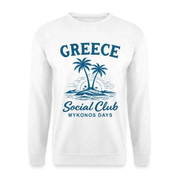 Greece Social Club Mykonos Days - Unisex Pullover - Weiß - Vorne - Alina (178cm) & Michal (187cm)