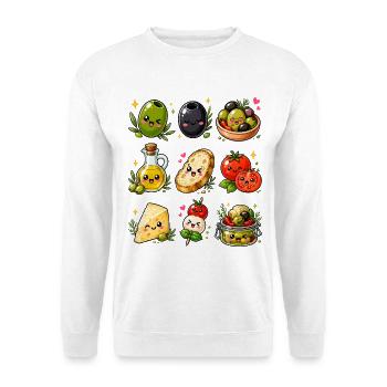 Kawaii Oliven | Mediterrane Küche - Unisex Pullover - Weiß - Vorne