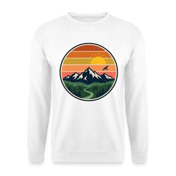 Coucher de soleil sur les montagnes et coucher de soleil rétro des Alpes - Sweat-shirt Unisexe - blanc - Devant