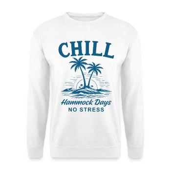 Chill Hammock Days No Stress - Unisex Pullover - Weiß - Vorne - Alina (178cm) & Michal (187cm)