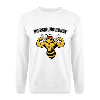 Beelf Musclée No Pain No Honey – Humorsport - Unisex Pullover - Weiß - Vorne - Alina (178cm) & Michal (187cm)