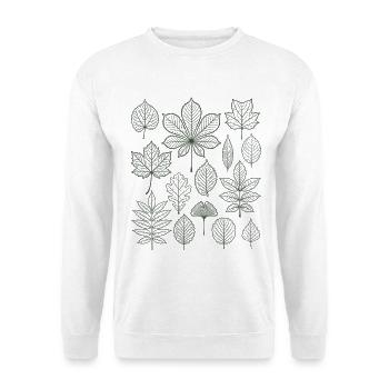 Blätter und Laub | Natur | Botanik - Unisex Pullover - Weiß - Vorne - Alina (178cm) & Michal (187cm)