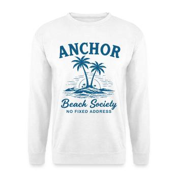Anchor Beach Society No Fixed Address - Unisex Pullover - Weiß - Vorne - Alina (178cm) & Michal (187cm)