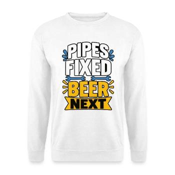 Bierliebhaber Bierfan Geschenk Bier Spruch - Unisex Pullover - Weiß - Vorne - Alina (178cm) & Michal (187cm)