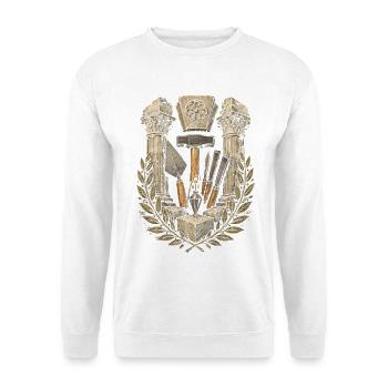 Steinmetz Steinmetzhandwerk - Unisex Pullover - Weiß - Vorne - Alina (178cm) & Michal (187cm)