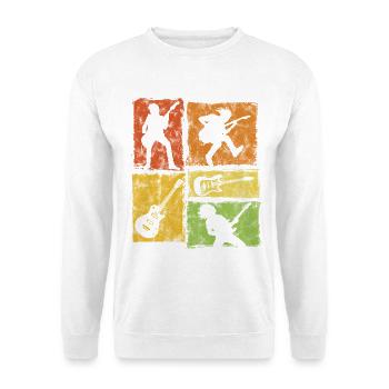 Vintage E-Guitarre Für Guitarristen Bassisten - Unisex Pullover - Weiß - Vorne - Alina (178cm) & Michal (187cm)