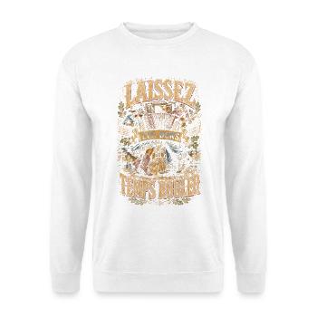 Cajun Kultur Laissez Les Bons Temps Rouler - Unisex Pullover - Weiß - Vorne - Alina (178cm) & Michal (187cm)