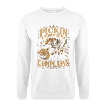 Bluegrass Musik Picking Until Someone Complains - Unisex Pullover - Weiß - Vorne - Alina (178cm) & Michal (187cm)