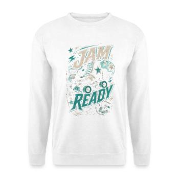 Roller Derby Jam Ready - Unisex Pullover - Weiß - Vorne - Alina (178cm) & Michal (187cm)