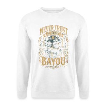 Cajun Kultur Never Trust A Quiet Bayou - Unisex Pullover - Weiß - Vorne - Alina (178cm) & Michal (187cm)