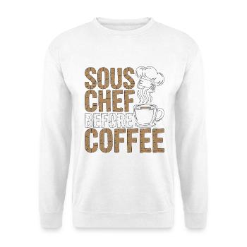 Sous Chef Before Coffee Line Chef Coffee Lover - Unisex Pullover - Weiß - Vorne - Alina (178cm) & Michal (187cm)