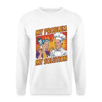 Sous Chef My Problem My Pictogram Dad Line Chef - Unisex Pullover - Weiß - Vorne - Alina (178cm) & Michal (187cm)
