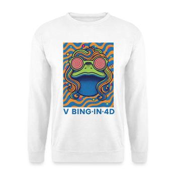 Hippie-Musik, trippy-Pilz-Pilze vibrieren in 4D - Unisex Pullover - Weiß - Vorne - Alina (178cm) & Michal (187cm)