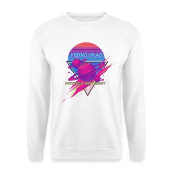 Vibrieren in 4D psychedelischem groovy Rave Techno - Unisex Pullover - Weiß - Vorne - Alina (178cm) & Michal (187cm)