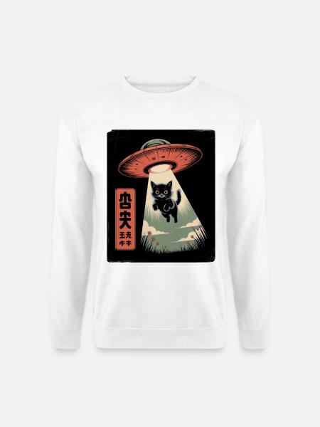 UFO Katze - Unisex Pullover - Weiß