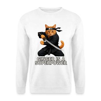 Ingwer ist eine Superkraft - Unisex Pullover - Weiß - Vorne - Alina (178cm) & Michal (187cm)