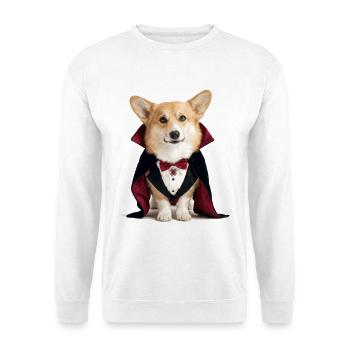 Corgi Vampir Darkula Halloween - Unisex Pullover - Weiß - Vorne - Alina (178cm) & Michal (187cm)