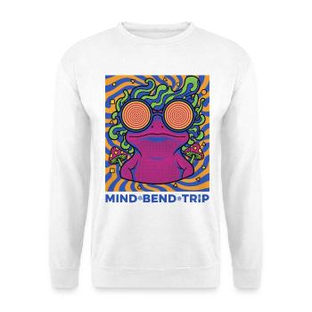 Psychedelischer Festival-Hippie-Pilz Mind Bend Trip - Unisex Pullover - Weiß - Vorne - Alina (178cm) & Michal (187cm)