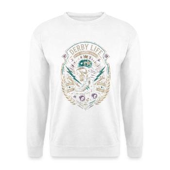 Roller Derby - Unisex Pullover - Weiß - Vorne - Alina (178cm) & Michal (187cm)