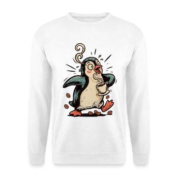 Pinguin Kaffeeliebhaber Koffein Kaffee - Unisex Pullover - Weiß - Vorne - Alina (178cm) & Michal (187cm)