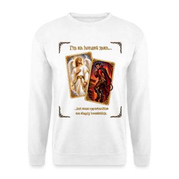 I'm an Honest Man – Irresistible Temptation - Unisex Pullover - Weiß - Vorne - Alina (178cm) & Michal (187cm)