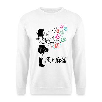 Mahjong Mädchen Japanisches Design - Unisex Pullover - Weiß - Vorne - Alina (178cm) & Michal (187cm)
