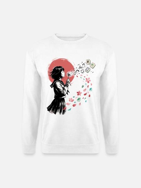 Mahjong Mädchen Japanisches Design - Unisex Pullover - Weiß