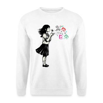 Mahjong Mädchen Japanisches Design - Unisex Pullover - Weiß - Vorne - Alina (178cm) & Michal (187cm)