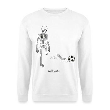 Skelett Fußball | Halloween Sport Humor - Unisex Pullover - Weiß - Vorne - Alina (178cm) & Michal (187cm)