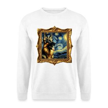 Deutscher Schäferhund Starry Night - Unisex Pullover - Weiß - Vorne - Alina (178cm) & Michal (187cm)