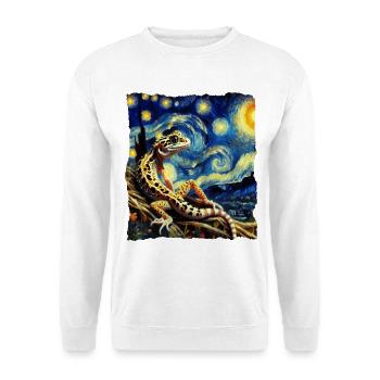 Leopardgecko Starry Night - Unisex Pullover - Weiß - Vorne - Alina (178cm) & Michal (187cm)