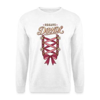 Ersatz Dirndl - Oktober Tracht Volksfest - Unisex Pullover - Weiß - Vorne - Alina (178cm) & Michal (187cm)