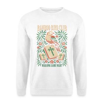 Bambusvogel Klub Mahjong Nacht - Unisex Pullover - Weiß - Vorne - Alina (178cm) & Michal (187cm)
