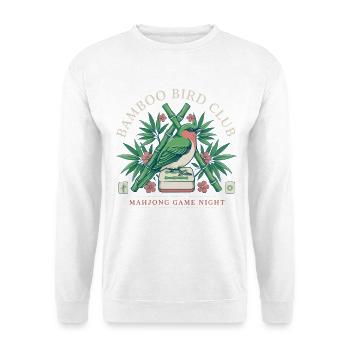 Bamboo Bird Club Mahjong Nacht - Unisex Pullover - Weiß - Vorne - Alina (178cm) & Michal (187cm)