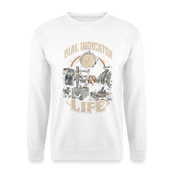 Industriemechaniker Dial Indicator Life - Unisex Pullover - Weiß - Vorne - Alina (178cm) & Michal (187cm)