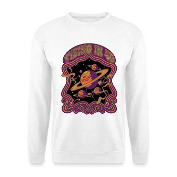Vibrieren in 4D-Hippie-Musik Trippig-Rave-EDM - Unisex Pullover - Weiß - Vorne - Alina (178cm) & Michal (187cm)