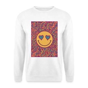 Psychedelisches Festival-Hippie-Pilz-Batik-Rave - Unisex Pullover - Weiß - Vorne - Alina (178cm) & Michal (187cm)