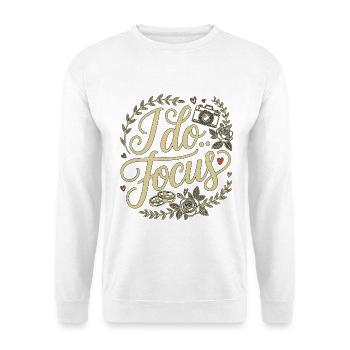 Wedding Photographer I Do Focus Event Photographer - Unisex Pullover - Weiß - Vorne - Alina (178cm) & Michal (187cm)