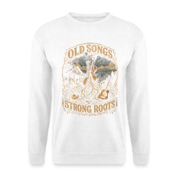 Bluegrass Musik Old Songs Strong Roots - Unisex Pullover - Weiß - Vorne - Alina (178cm) & Michal (187cm)