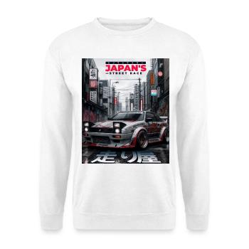 Japan Street Race Drift  - Unisex Pullover - Weiß - Vorne - Alina (178cm) & Michal (187cm)