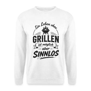 Ein Leben ohne Grillen ist möglich aber sinnlos - Unisex Pullover - Weiß - Vorne - Alina (178cm) & Michal (187cm)