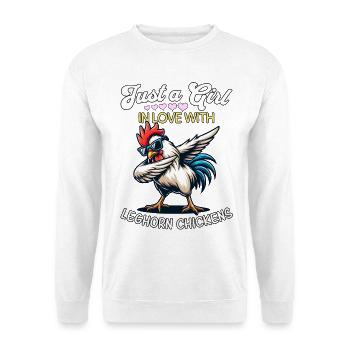Leghorn Hühner Mädchen Leghorn Chicken - Unisex Pullover - Weiß - Vorne - Alina (178cm) & Michal (187cm)