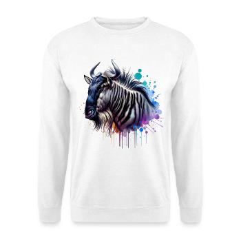 Gnu Motiv - Unisex Pullover - Weiß - Vorne - Alina (178cm) & Michal (187cm)