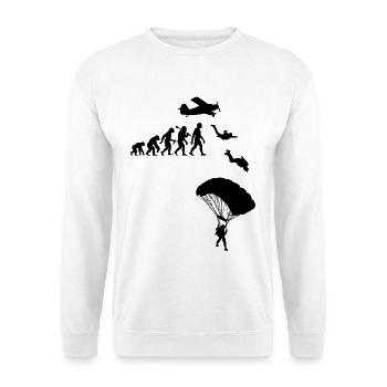 Fallschirmspringer Absprung Fallschirm Springen - Unisex Pullover - Weiß - Vorne - Alina (178cm) & Michal (187cm)