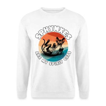 Sphynxkatze Sprüche Nacktkatze - Unisex Pullover - Weiß - Vorne - Alina (178cm) & Michal (187cm)