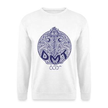 Trippy Festival-Hippie-Pilz-Batik - Unisex Pullover - Weiß - Vorne - Alina (178cm) & Michal (187cm)
